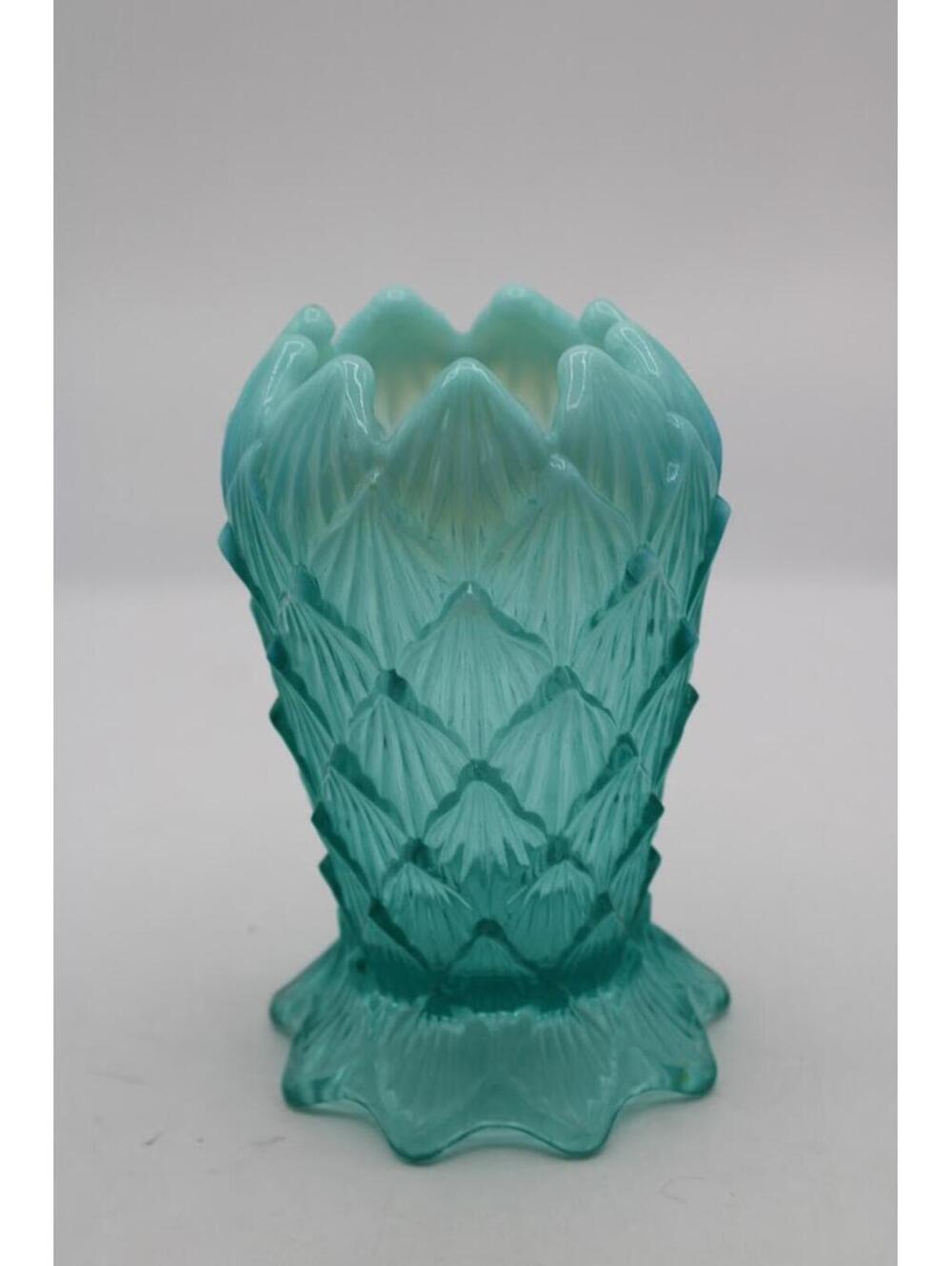 Vintage Fenton Art Glass Celeste Blue Iridescent Vase 5.25" Tall